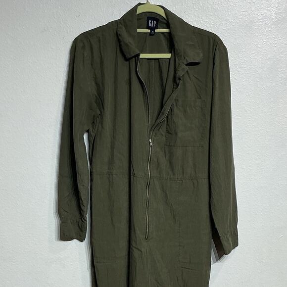 Gap Olive Green Long Sleep Zipper Jumpsuit Sz 10 - Picture 3 of 11